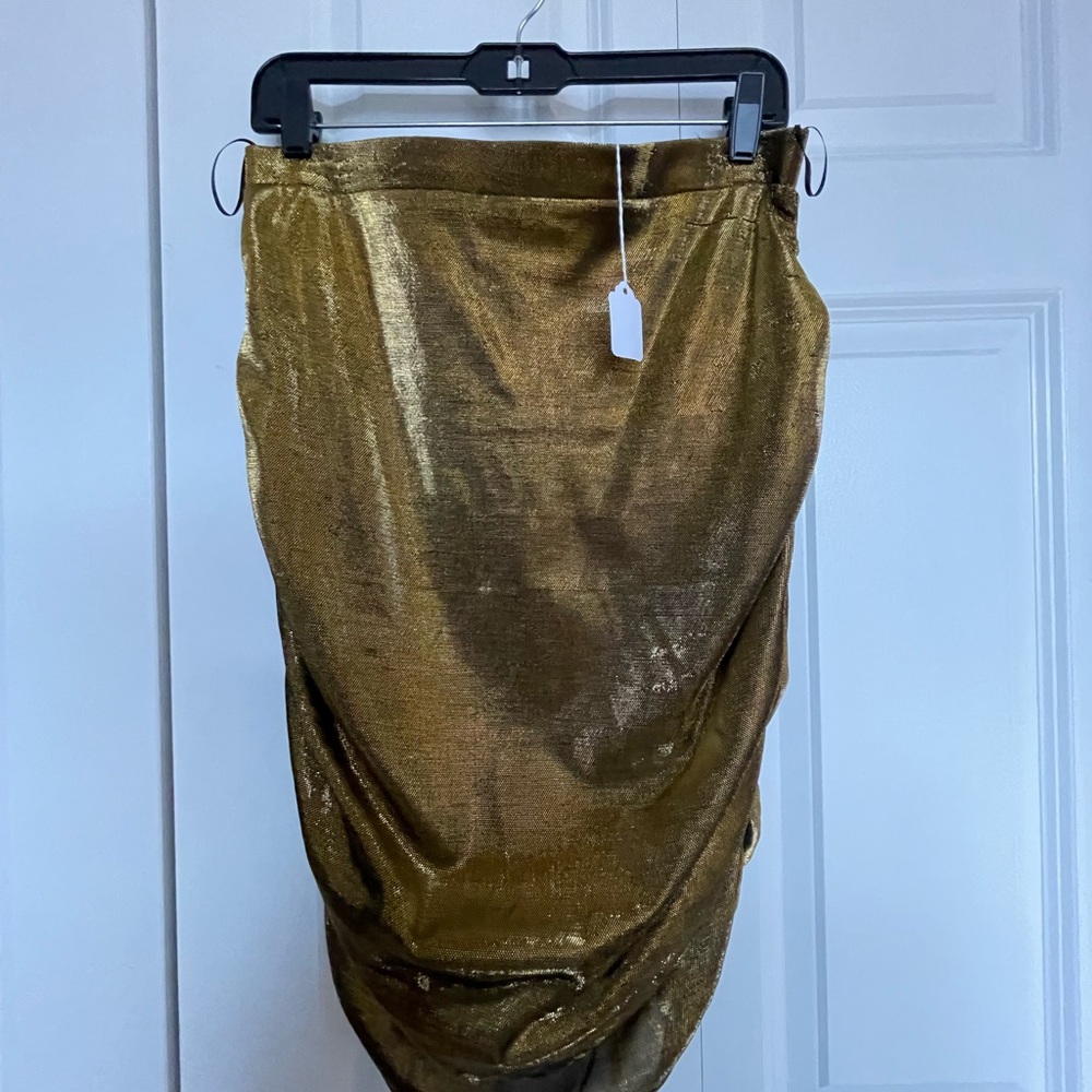 Wild Honey Gold Metallic Ruched Skirt